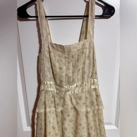 Vintage 70’s Cream Floral Gunne Sax Prairie Dress - Picture 2 of 8